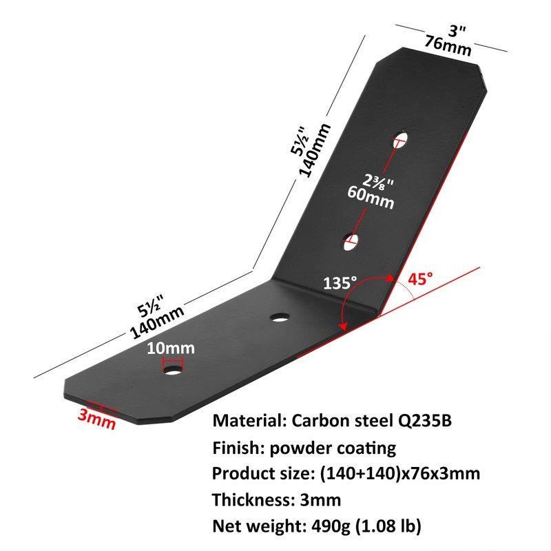 Fanmao 4 Pcs 45 Degree Angle Brackets for 4x4 Nominal