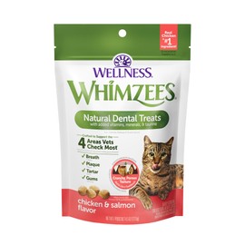 Whimzees Wellness Natural Cat Dental Treats, Chicken & Salmon Flavor, 4.5 Ounce