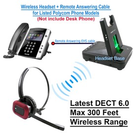 INNOTALK Wireless Headset Compatible with Poly Polycom CCX 350, CCX 400, CCX 500, CCX 600, CCX 700 Phone with Remote Answering Cable