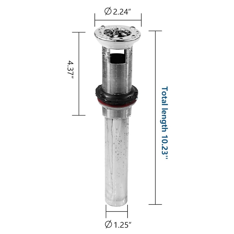 WiseWater 2-Pack Grid Bathroom Sink Drain Assembly with Overflow, 1-1/2
