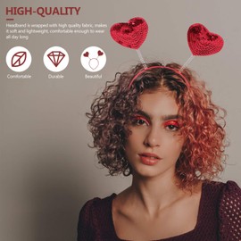 Beaupretty Heart Headband, Red Sequin Love Shaped Boppers Hair Hoop Photo Props Accessories for Holiday Birthday Valentines Day