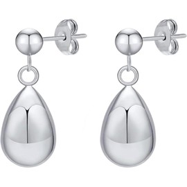 Stainless Steel Water Tear Drop Style Dangle Drop Earrings，Stylish earrings with temperament (Steel color, One size)