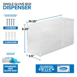 Stock Your Home Acrylic Single Gloves Dispenser, Tissue Box Shelf, Glove Holder Wall Mount, for Kitchen, Cleaning Closet, Lab, Exam, Office