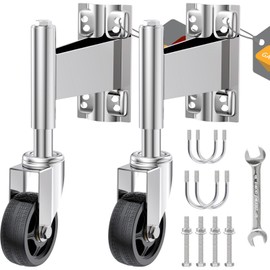 WOOSKY Spring Loaded Tube Gate Casters 4” Heavy Duty Gate Caster Wheels with Hardware for Tube Gates, Metal Gates, Wooden Gates, Fence Gates, Swing Gates, 330 Lbs Load Capacity, Pack of 2