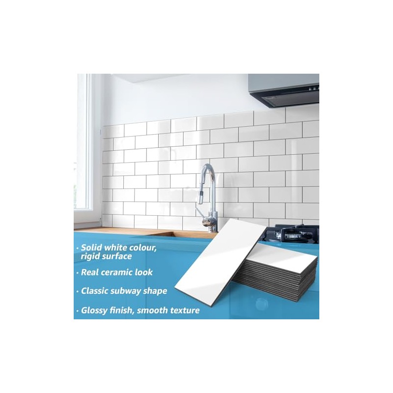 Art3d 102-Piece Peel and Stick Wall Tile for Kitchen Backsplash,