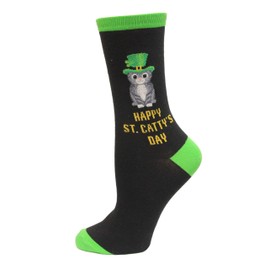 Hot Sox Womens Happy Saint Cattys Day Socks 1 Pair, Black, Womens 9-11
