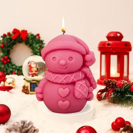 Cartoon Christmas Hat Scarf Snowman Silicone Mold Candle Molds for Candle Making Supplies Xmas Snowman Ice Molds Epoxy Resin Molds Christmas Silicone Molds for Resin Crafts Clay Plaster Home Decor