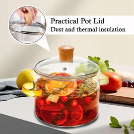 Clear Glass Simmer Pot with Lid for Cooking Potpourri Cookware Saucepan 3L 101OZ Large Pots for Stove Top Visions Stockpots Pan Big Safe Borosilicate Pans