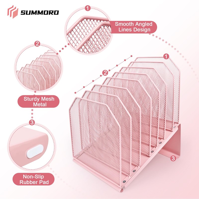 SUMMORO Inclined File Organizer for Desk, 7-Tier Vertical File Folder