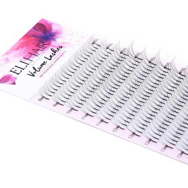ELIHAIR 3D W Premade Volume Eyelash Extensions Mix Length 8-14mm Russian Cluster Individual Eyelashes C Curl (3D Fans, C Curl)