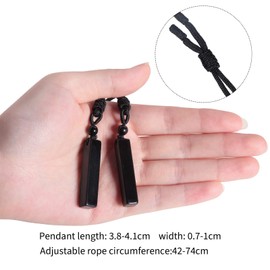 Nupuyai Obsidian Crystal Cuboid Necklace for Women, Energy Healing Stone 4 Side Bar Pendant with Adjustable Cord 70cm