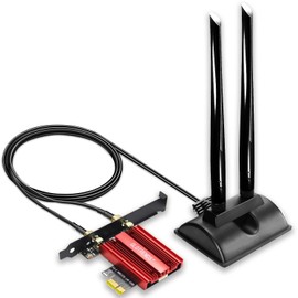 GLOTRENDS Tarjeta WiFi 7 con antena de extensión de 2 metros para PC de escritorio, chip Intel BE200NGW, 802.11be, Bluetooth 5.4, tribandas, compatible con Windows 11/10/Linux (solo compatible con