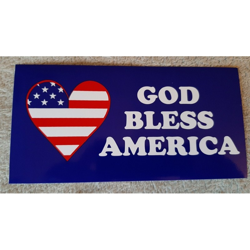 GOD BLESS AMERICA with USA Red White and Blue Heart