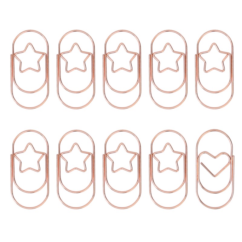 100pcs Rose Gold Star Paper Clips Slip Resistance Rust Prevention