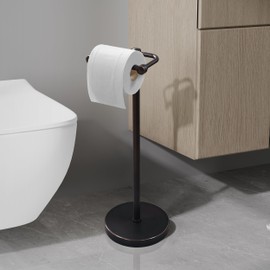 RARXTR Toilet Paper Holder Stand, Post Pivoting Design Free Standing Toilet Paper Holder, SUS304 Stainless Steel Toilet Paper Roll Holder, Heavy Stable Base (Oil Rubbed Bronze)