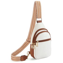 Telena Sling Bag for Women Crossbody Fanny Packs for Women Leather Sling Chest Bag with Adjustable Strap Beige Brown