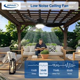Depuley 42-Inch Ceiling Fans with Lights: Outdoor Black Waterproof Ceiling Fan for Patios - Plug in Gazebo Fans with Remote Control - Low Profile Outdoor Fan 3 CCT DC Motor for Pergola Porch