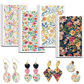 OLYCRAFT Tropical Flowers Clay Transfer Paper 4 Design 24 Pcs Transfer Paper for Polymer Wildflowers Polymer Clay Transfer Sheets Colorful Flowers Small Transfer Paper for Clay Earrings Jewelry Making