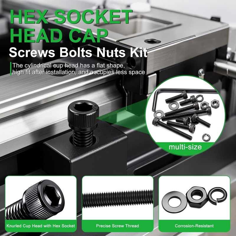 Twidec/1015PCS M3 Screws Assortment Kit,Hex Socket Cap Head Screws M3x6/8/10/12/16/20/25/30mm,12.9