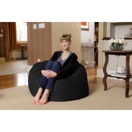 Chill Sack Bean Bag Chair: Large 3' Memory Foam Furniture Bean Bag - Big Sofa with Soft Micro Fiber Cover - Black Micro Suede