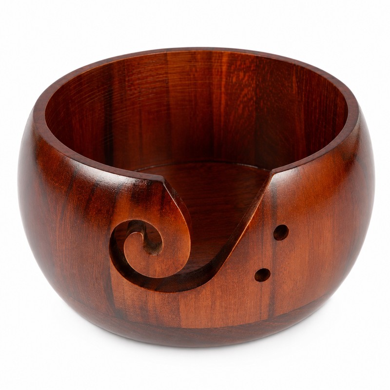 Wooden Yarn Bowl for Crochet & Knitting – Portable Pine