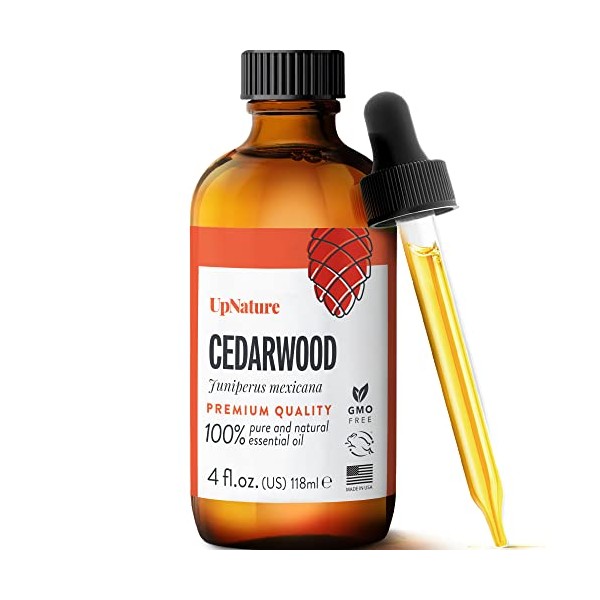 UpNature Cedarwood Essential Oil - 100% Natural & Pure , Undiluted, Premium Quality Aromatherapy Oil for Hair Growth, Healthy Skin, Closets and Relaxing Sleep , 4oz
