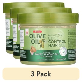 ORS 3-Pack ORS Olive Oil Edge Control Hair Gel Sweet Almond Oil 4oz Each Extra Hold