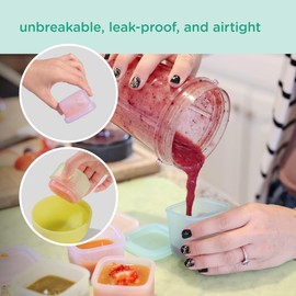 Olababy Clear Sense Silicone Storage Containers 4pk for Baby Food, Snacks, Formula, Puree, Sauce & More | Micro Plastic & BPA-Free | Daycare Essentials for Toddlers and Kids (Coral, 2 oz / 60 ml)