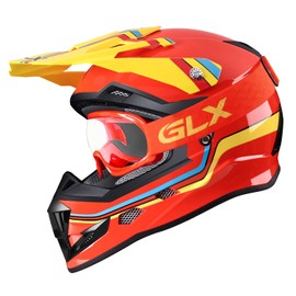 GLX GX623 Youth ATV/Dirt Bike Helmet Combo - Retro Red, Large - DOT