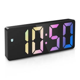 ORIA Digital Alarm Clock, (New Version) LED Alarm Clock, 6.5inch Large Display LED Clock with Snooze, 3 Adjustable Brightness, Dual Powered Alarm Clock for Bedroom, Home, Office, Colorful LED