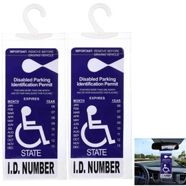 Handicap Placard Holder for Auto 11.8" x 5" Ultra Transparent Handicapped Placard Holder Disabled Parking Permit Holders for Car with Plastic Large Hanger 2 Pack