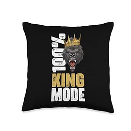 Gorilla King Mode Workout | Bodybuilding Beast Motivation Throw Pillow
