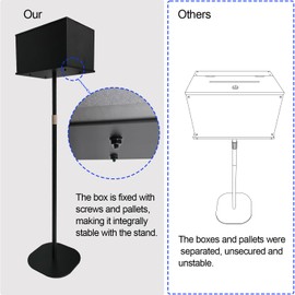 Suggestion Box with Stand, Floor Standing Offering Box for Church, Heavy Duty Metal Ballot Collection Safe Box with Lock for Voting Contest Charity Donation Church Election, Large