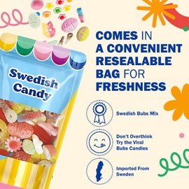 BUBS Swedish Candy – Sour & Sweet Pick and Mix – Assorted Scandinavian Gummy Candy, Soft and Chewy Texture, Bulk Bag – Made in Sweden
