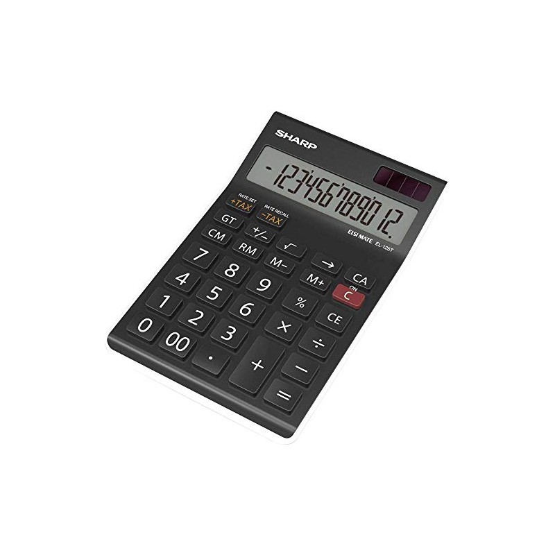Sharp EL-125TWH Office Desktop Calculator - Black/White