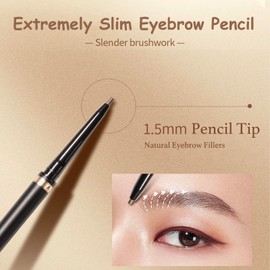 VEECCI Micro Brow Pencil - Ultra-Fine Precision Eyebrow Pen for Natural, Long Lasting Brows | Waterproof, Smudgeproof, Vegan Formula | Dual Ended with Spoolie Brush - Microblading Effect (01 Brown)