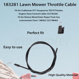 amavoler 183281 Engine Zone Control Cable, 532183281 Lawn Mower Throttle Cable Compatible with Craftsman 917 Husqvarna Poulan Pro Sears Push Gas Lawnmower Replacement Parts 198463 532198463 (2 pcs)