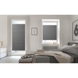 Lichtblick Klemmfix Honeycomb Pleated Blind, No Drilling, Tensioned, Blackout - Grey, 30 cm x 100 cm (W x L)