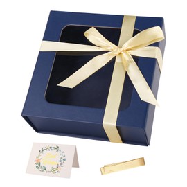 TIACABO Blue Gift Box with Window,7.5"x7.5"x3.1" Bridesmaid Boxe for Gifts Giving,Birthday Gift Boxes with Magnetic,Closure Lid Gifts Boxes for Presents,Cute Box,Luxury for Gift Packaging