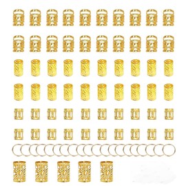 Gold Hair Jewelry Braid,85 Pcs Hair Accessory,Non-Piercing Ear Clips Accessory Braid, Metal Gold Braids Rings Cuffs Clips for Women Men Dreadlock Accessory Jewelry Decorations