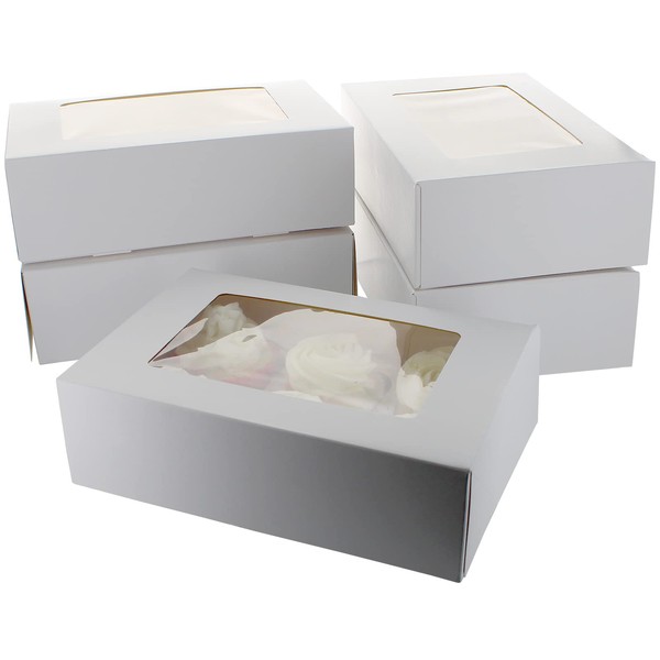 Culpitt 6 Hole Cupcake Box, 5 Pack, White Cupcake Boxes For Carrying And Displaying Tasty Muffins, Fairy Cakes, And Treats