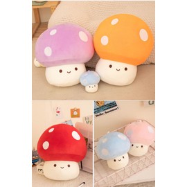 Maxpetus Cute Little Mushroom Pillow Decorative Room Pillow Cute Emoji Mushroom (11.8in, Orange)