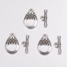 LiQunSweet 500 Sets Toggle Clasps and Closure Extender Antique Silver T-Bar Closure Front Charm Clasps Bulk for Necklace Bracelet Craft Jewelry Making