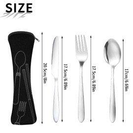 Dacitiery 2 Set Camping Cutlery, Stainless Steel Cutlery Set with Bag, 6-Piece Camping Set with Bag for Outdoor Travel Picnic Office School Lunch Box
