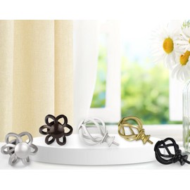 White Curtain Rod 32 to 58 Inches (2.6 to 4.8 ft), USFOOK 7/8 Curtain Rods for Windows, Telescoping Splicing Drapery Rods with Twisted Cage Finials