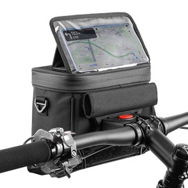 Lixada Touch Screen Bike Front Frame Bag Waterproof Bicycle Phone Bag Phone Holder EVA Handlebar Bag Cycling Front Storage Bag for 7in Large Screen