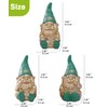 Yeomoo Set of 3 Sitting Golden Garden Gnomes with Green