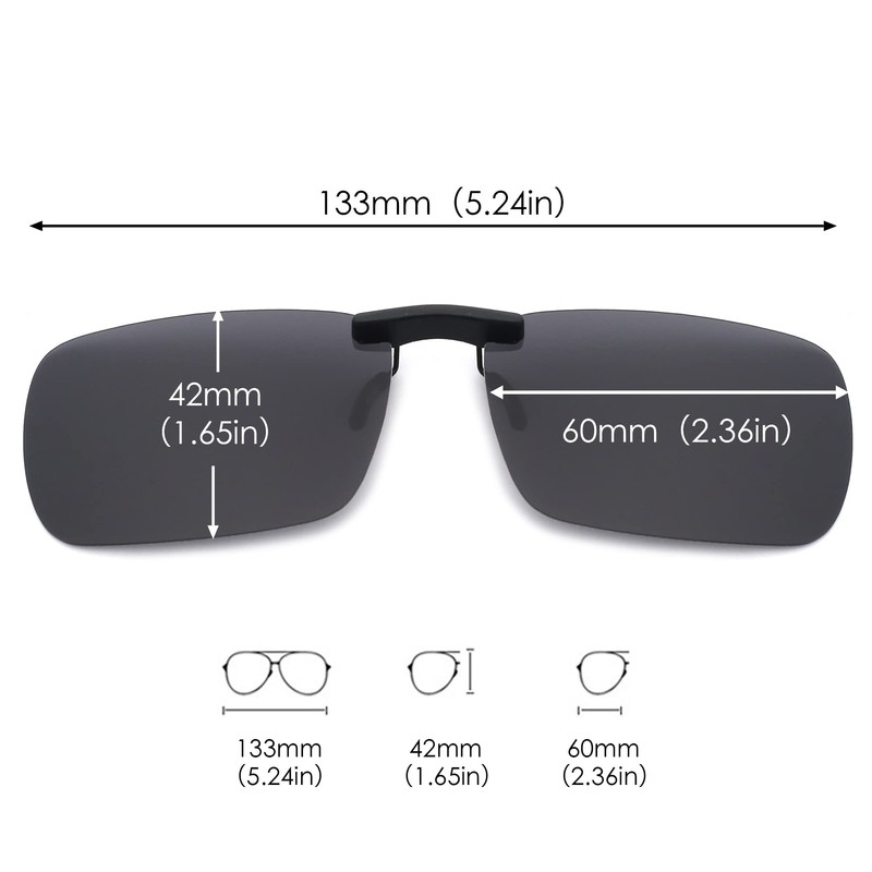 JM Rimless Rectangle Clip On Sunglasses Lightweight Polarised Glasses Men