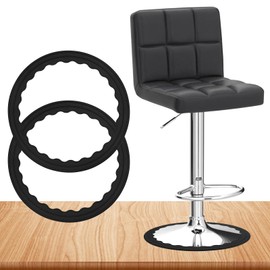 2 Pack Bar Stools Leg Protectors Ring, Non Slip Silicone Chair Leg Floor Protector, No Scratches No Noise Anti-Slip, Stretchable Fits 16.5" to 18.5" Chair Base, Black