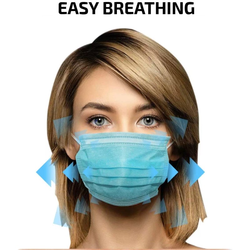 Nifola 50pcs Disposable Ear loop Nose Clip Face Mask Blue